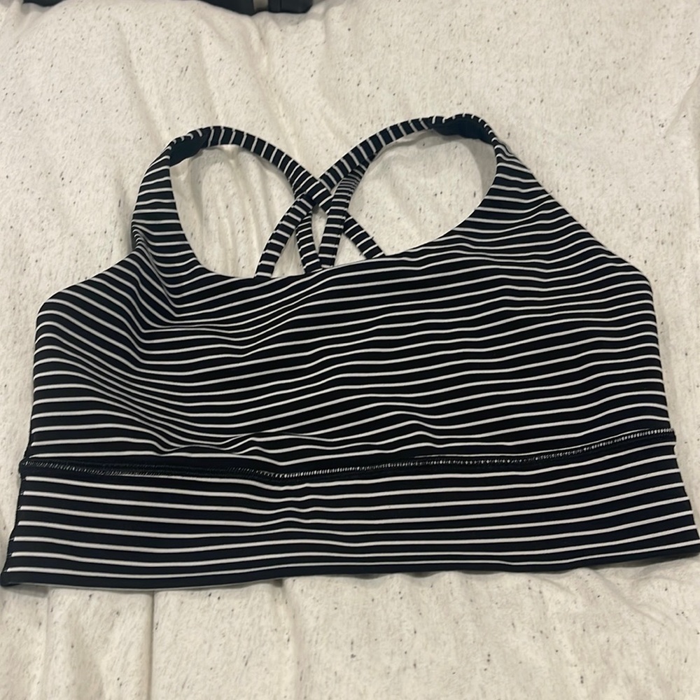 Black and white stripped energy bra long line size 8